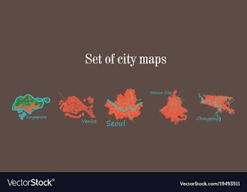 Set of landscape elements city top view road port vector image