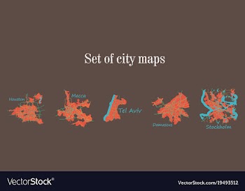 Set of landscape elements city top view road port vector image
