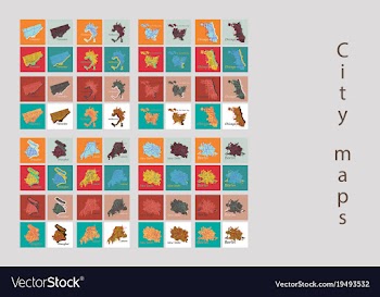 Set of landscape elements city top view road port vector image