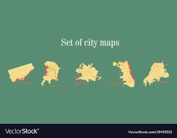 Set of landscape elements city top view road port vector image