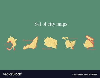 Set of landscape elements city top view road port vector image