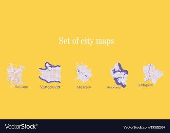 Set of landscape elements city top view road port vector image