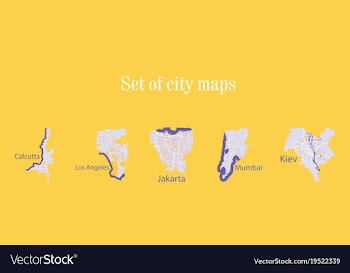 Set of landscape elements city top view road port vector image