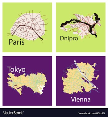 Set of landscape elements city top view road port vector image