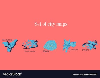 Set of landscape elements city top view road port vector image