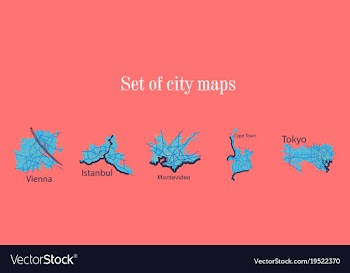 Set of landscape elements city top view road port vector image