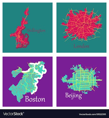 Set of landscape elements city top view road port vector image