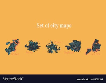 Set of landscape elements city top view road port vector image