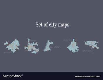 Set of landscape elements city top view road port vector image