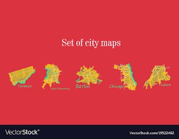 Set of landscape elements city top view road port vector image