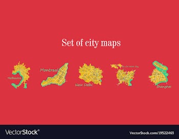 Set of landscape elements city top view road port vector image
