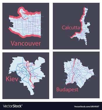 Set of landscape elements city top view road port vector image