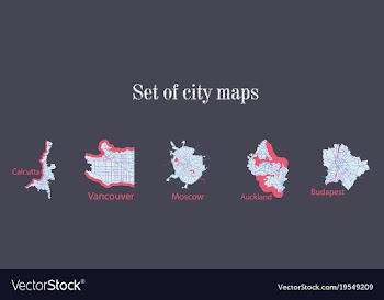 Set of landscape elements city top view road port vector image