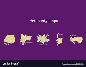 Set of landscape elements city top view road port vector image