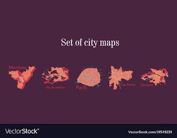 Set of landscape elements city top view road port vector image