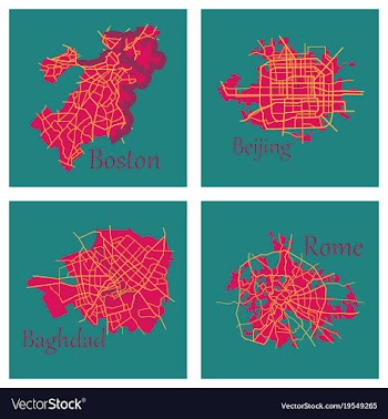 Set of landscape elements city top view road port vector image