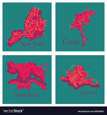 Set of landscape elements city top view road port vector image