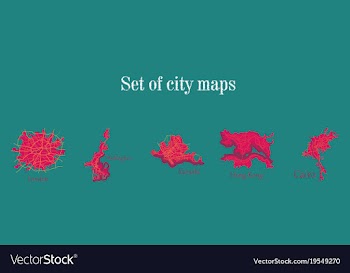 Set of landscape elements city top view road port vector image