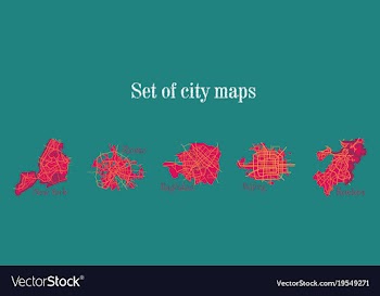 Set of landscape elements city top view road port vector image