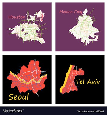 Set of landscape elements city top view road port vector image