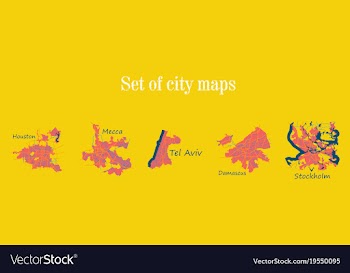 Set of landscape elements city top view road port vector image