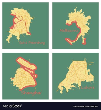 Set of landscape elements city top view road port vector image
