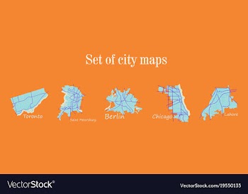 Set of landscape elements city top view road port vector image
