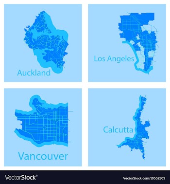 Set of landscape elements city top view road port vector image