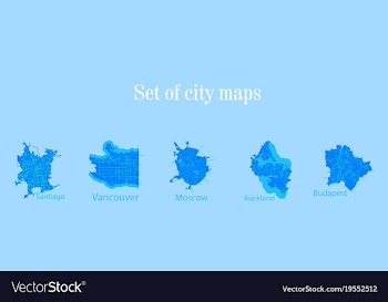 Set of landscape elements city top view road port vector image