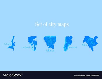 Set of landscape elements city top view road port vector image