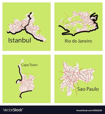 Set of landscape elements city top view road port vector image