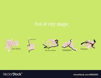 Set of landscape elements city top view road port vector image