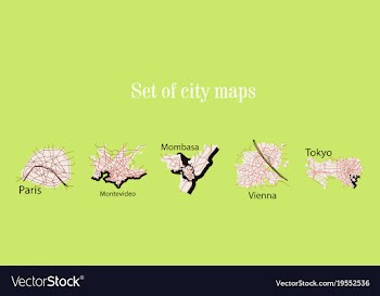 Set of landscape elements city top view road port vector image