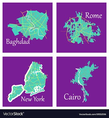 Set of landscape elements city top view road port vector image