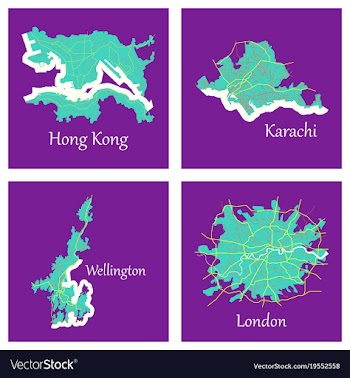 Set of landscape elements city top view road port vector image