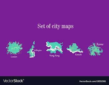 Set of landscape elements city top view road port vector image