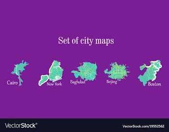 Set of landscape elements city top view road port vector image