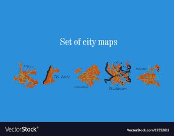 Set of landscape elements city top view road port vector image