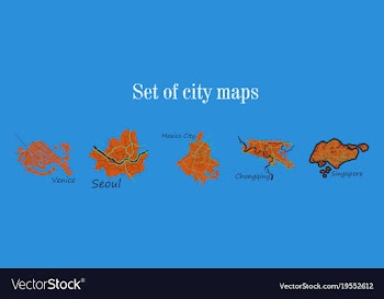 Set of landscape elements city top view road port vector image