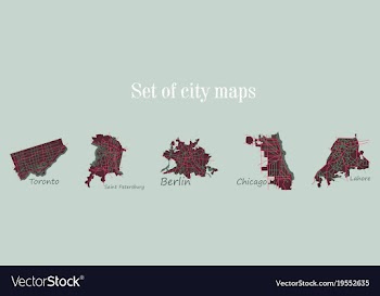 Set of landscape elements city top view road port vector image