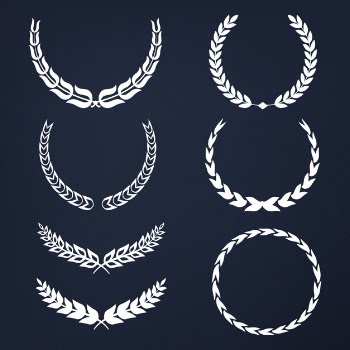 Set of laurel wreath illustration vectors Free Vector