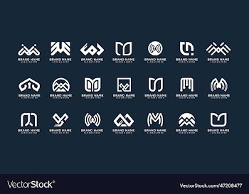 set of letter logo m with creative abstract