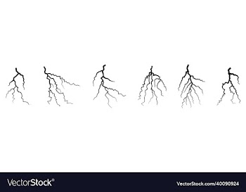 set of lightning silhouettes thunderstorm icons