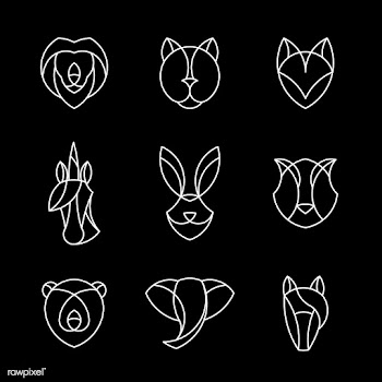 Set of linear graphic of animal heads | Free stock vector - 524653