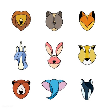 Set of linear graphic of animal heads | Free stock vector - 524656