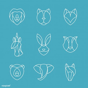 Set of linear graphic of animal heads | Free stock vector - 524659