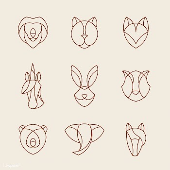 Set of linear graphic of animal heads | Free stock vector - 524662