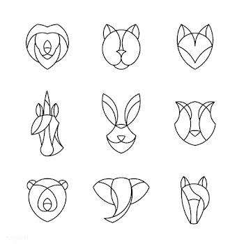 Set of linear graphic of animal heads | Free stock vector - 524664