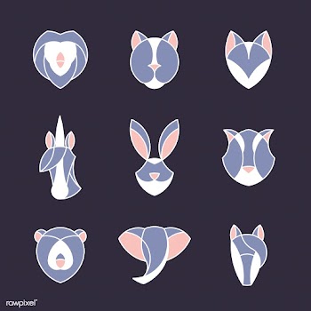 Set of linear graphic of animal heads | Free stock vector - 524688