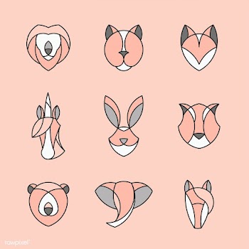 Set of linear graphic of animal heads | Free stock vector - 524690